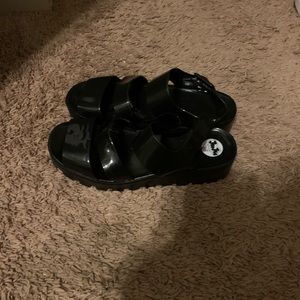 New European Womens Punk Peep Toe Buckle Strap Gothic Block High Heels Sandals